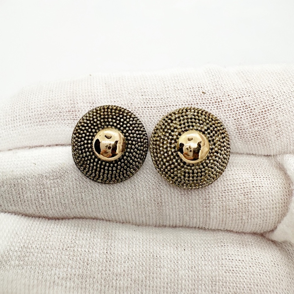 18k Gold Plated Silver Textured Disc Stud Earrings From Bali!
